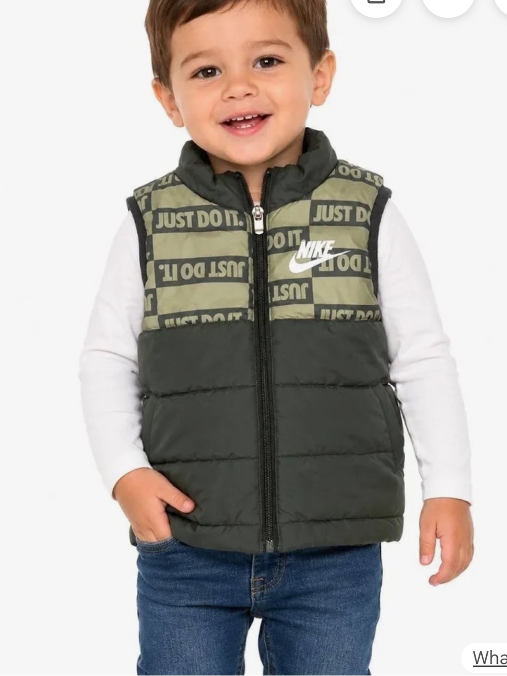 Nike Boys Olive 'Just Do It' Puffer Vest